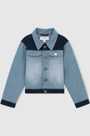 Reiss Patchwork Two Tone Denim Jacket