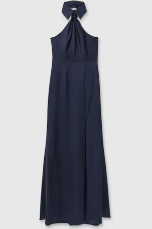Halston Heritage Satin Halter Neck Maxi Dress, , 10