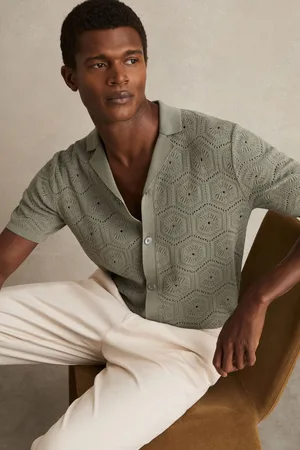 Reiss Pointelle Button Through Shirt, XS