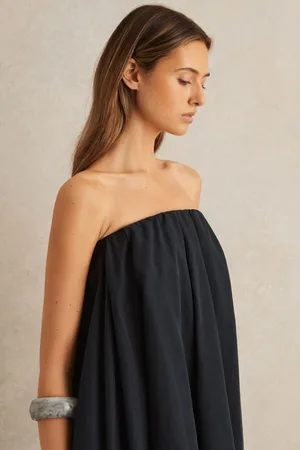 Reiss Tencel Strapless Dip-hem Mini Dress, 8