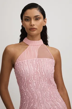 RAISHMA Embellished Halter Neck Maxi Dress, 12