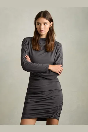 Reiss Ari Charcoal Ari Ruched Jersey Mini Dress, XS