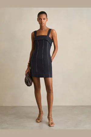 Reiss Contrast-stitch Structured Mini Dress, 4