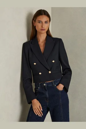 Reiss Cropped Wool-blend Double-breasted Blazer, 10