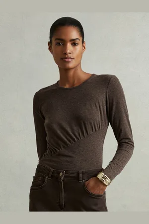 Reiss Marled Asymmetric Ruched Top, XS