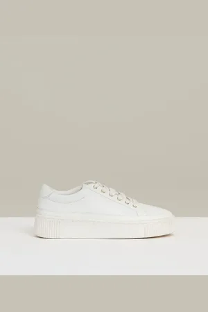 Reiss Grained Leather Platform Trainers, 3