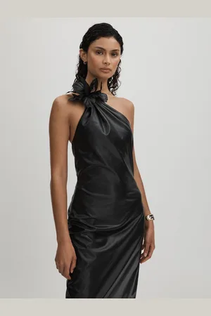 Halston Heritage Faux Leather One-shoulder Maxi Dress, , 6