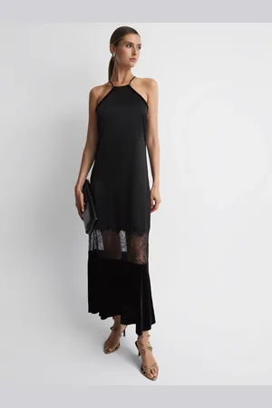 Reiss Fitted Satin-velvet Midi Dress, 6