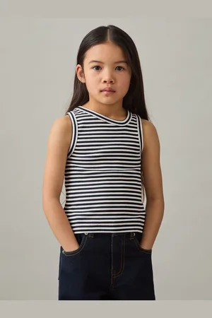 Reiss 4-9 yrs Stretch-cotton Stripe Asymmetric Vest, 45Y