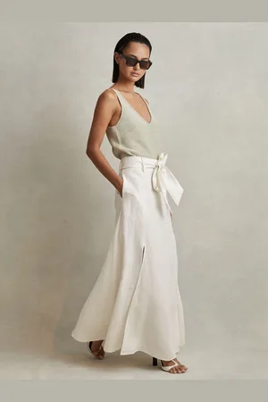 Reiss High Rise Linen Maxi Skirt, 8