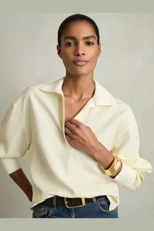 Reiss Overhead Open-collar Shirt With Linen, 4