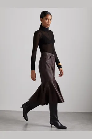 Reiss Atelier Leather Fluted Midi Skirt, 6
