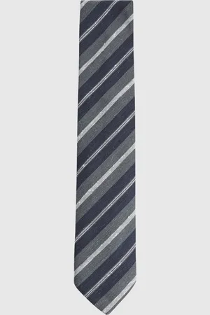Reiss Lagoon Silk Textured Stripe Tie - Blue Striped, One Size