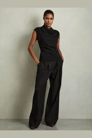 Reiss Draped Jersey-twill Sleeveless Top, 4