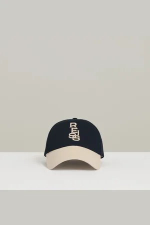 Reiss Ecru & navy Cotton Contrast-peak Logo Baseball Cap