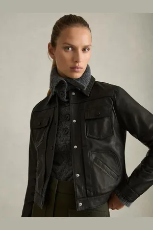 Reiss Leather Trucker Jacket, 4