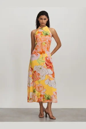 RAISHMA Silk Halter Neck Midi Dress, , 12