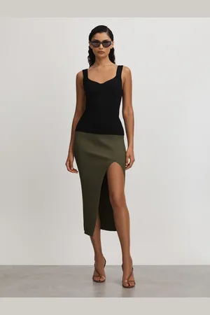 GOOD AMERICAN Ribbed Midi Skirt, M