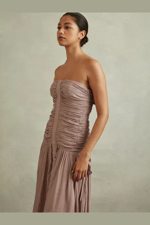 Reiss Linen Ruched Maxi Dress, 4