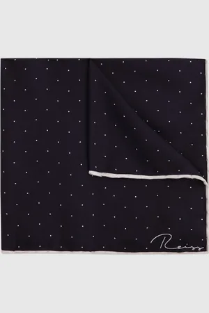 Reiss Liam Polka Dot Silk Pocket Square, 32x32cm