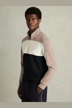 Reiss Katoon Sweatshirt Colourblock, Navy & taupe Size: S