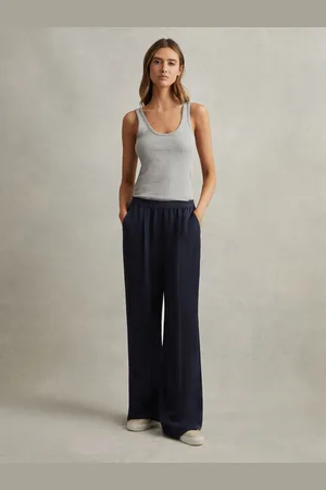 Reiss Lyocell-linen Wide Leg Trousers, 10R