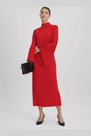 Reiss Flute Sleeve Bodycon Midi Dress, 4