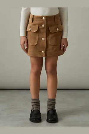 Reiss 9-13 yrs Suede Flap Pocket Skirt, Q04