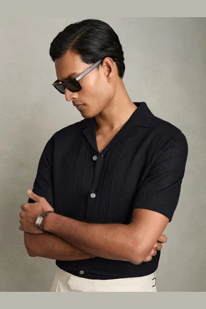 Reiss Textured-knit Short-sleeve Shirt, S
