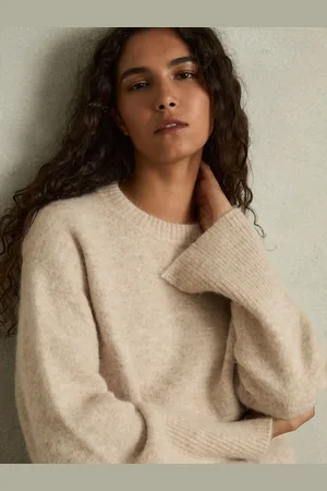 Reiss Brushed Crew-neck Jumper With Alpaca Wool, L