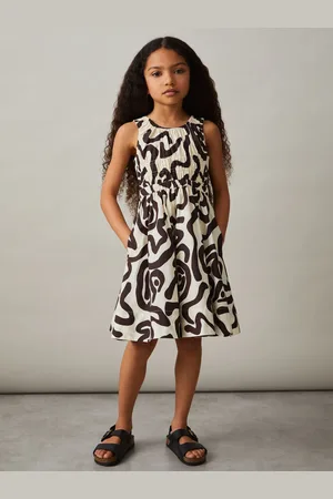 Reiss Print Cotton Shirred Printed Dress, Q04
