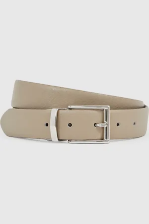 Reiss Stone & dark Brown Leather Reversible Belt, 28