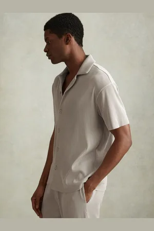 Reiss Ribbed Cuban Collar Shirt, S