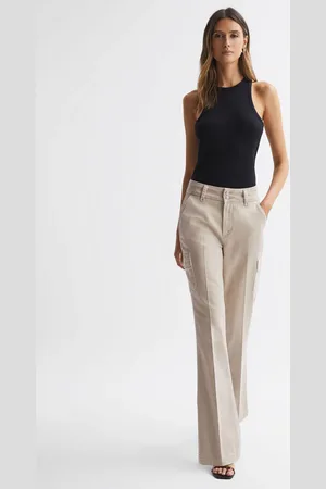 Paige Dion Flared Cargo Trousers, Vintage Warm Sand, Size: 25