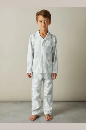 Reiss Sage Green & white Stripe Cohen 3-9 yrs Brushed-cotton Striped Pyjama, 56Y