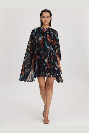 LEO LIN Leo Pleated Bell Sleeve Mini Dress, , 6