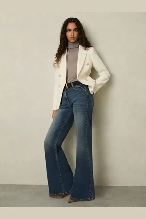 Reiss Petite Tailored Fit Textured Double Breasted Blazer, 4