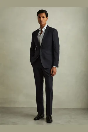 Reiss Wool Blend Suit Trousers in Prince of Wales Check, 28
