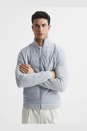 Reiss Hybrid Quilt and Knit Zip-through Jacket, S