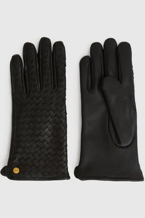 Reiss Giana Gloves Leather Woven, Size: M & L
