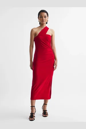 Reiss Velvet One-shoulder Midi Dress, 4
