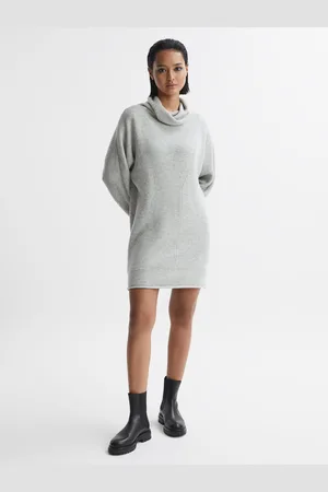 Reiss Oversized Wool Blend Cowl Neck Mini Dress, L