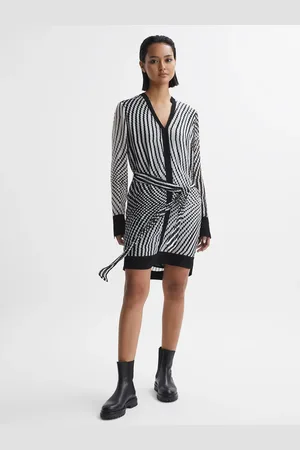 Reiss & white Tia Check Belted Mini Dress, 4
