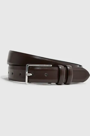 Reiss Dante Belt Leather Plain, Size: 28
