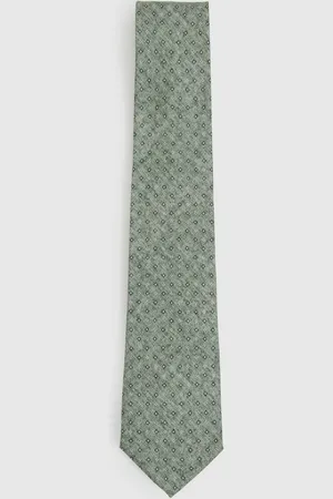 Reiss Albarese Soft Sage Silk Geometric Print Tie, One Size