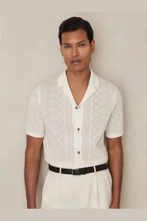 Reiss Textured-knit Short-sleeve Shirt, XS