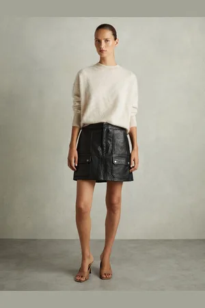 Reiss Grained-leather High-rise Mini Skirt, 4
