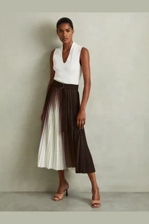 Reiss Emiliana Midi Skirt Plain, Size: 8