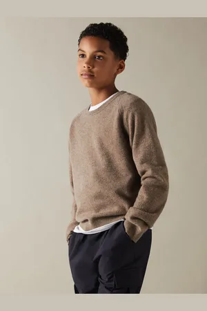 Reiss Cloud Crew Neck Jumper Wool Melange, Brown Size: Q04