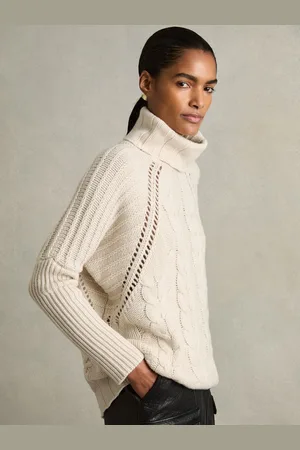 Reiss Penny Jumper Wool Cable Knit, Size: L
